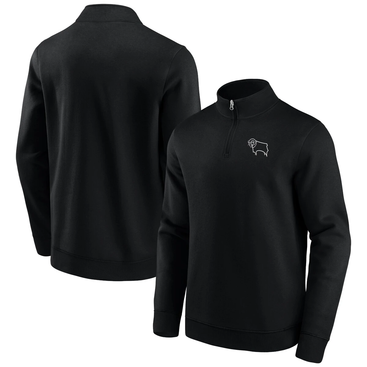 Derby County Essentials 1/4 Zip Top - Black - Mens 3 Derby County Essentials 1/4 Zip Top - Black - Mens - Image 3