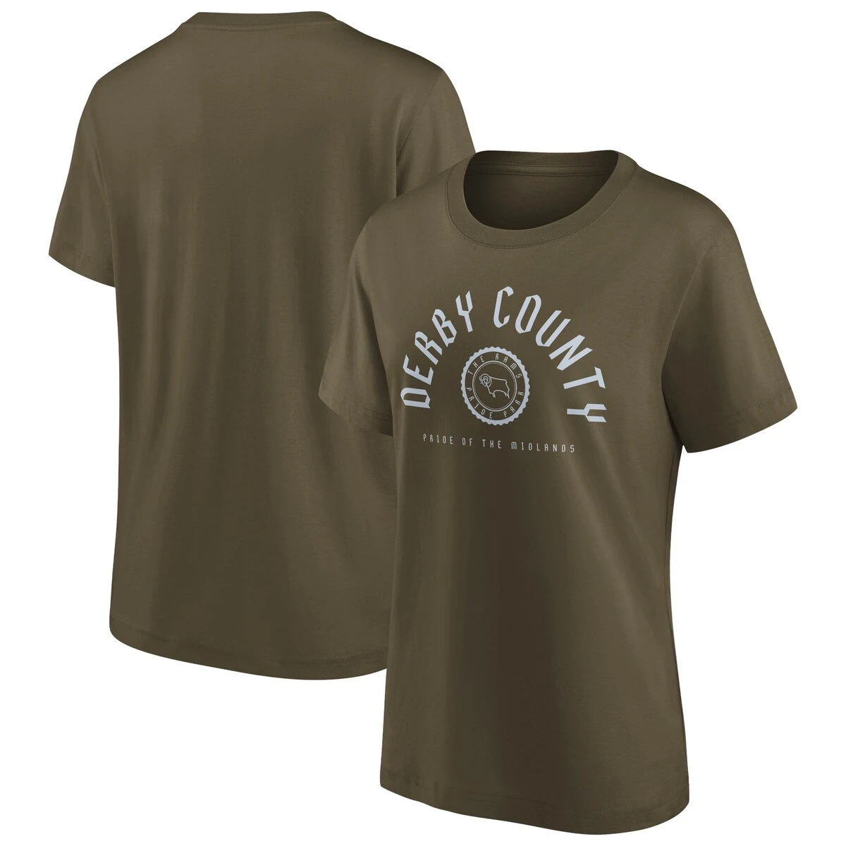 Derby County College Stamp T-Shirt - Khaki - Womens 1 Derby County College Stamp T-Shirt - Khaki - Womens