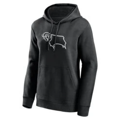 Derby County Essentials Primary Logo Hoodie - Black - Womens