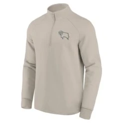 Derby County Fundamentals Half Zip Top - Oat - Mens