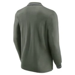 Derby County Fundamentals Long Sleeve Tipped Polo - Khaki - Mens