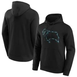 Derby County Iconic Shimmer Hoodie - Black - Mens