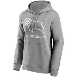 Derby County Mono Logo Graphic Hoodie - Grey - Womens