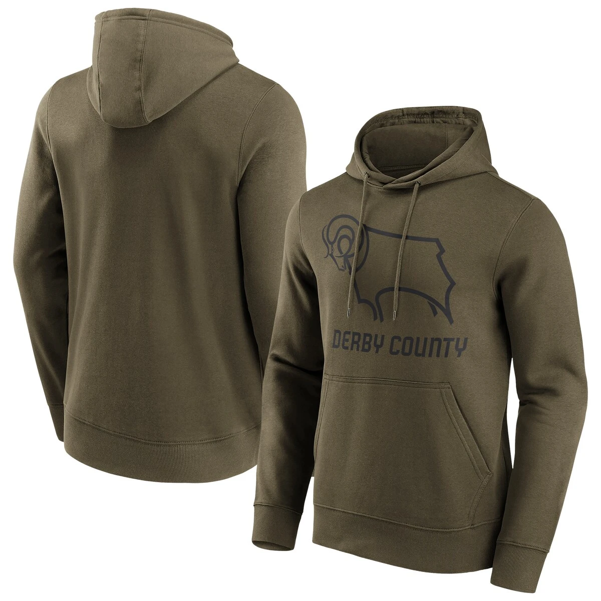 Derby County Mono Logo Graphic Hoodie - Khaki - Mens 3 Derby County Mono Logo Graphic Hoodie - Khaki - Mens - Image 3