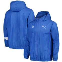 Derby County Umbro Training Waterproof Jacket - Blue